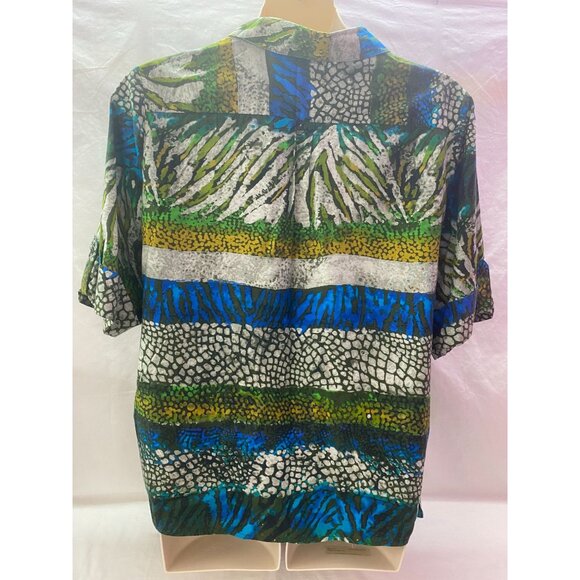 Gloria Vanderbilt Causals XL Women's Button Down Short Sleeve Collard Green Shir - Picture 2 of 7